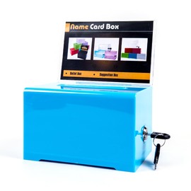 Cokvok Suggestion Box, Acrylic Donation Ballot Box with Lock and Sign Holder, Blue Vote Box Ticket Box Drawing Box, Best Box for Survey, Raffle, Contest, 6.2x4.7x4 inch