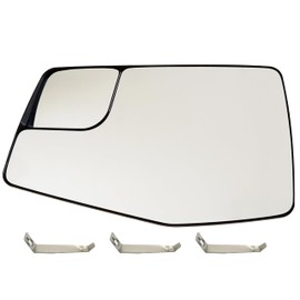 Driver Side Heated Mirror Glass Compatible with 2019-2024 GMC Sierra 1500 Chevy Sliverado 1500 Left Side Heated Mirror Glass Heated with Rear Holder