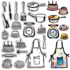 CRASPIRE Kitchen Tools Clear Stamps Transparent Silicone Stamps 6.3x4.3inch Tableware Background Rubber Stamp Seals Sheets PVC Print Signet DIY Scrapbooking Embossing Cards Making Photo Album Craft
