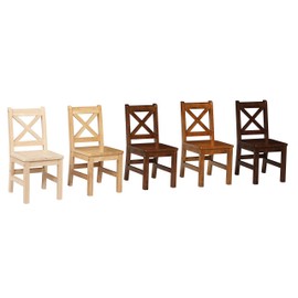 eHemco Kids Table and 2 X-Back Chairs Set Solid Hard Wood (Natural)