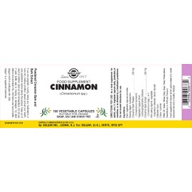 SOLGAR Solgar Cinnamon Vegetable Capsules - Pack of 100 - Fights Damage From Free Radicals - Naturally Sourced - Vegan, Kosher and Gluten-Free