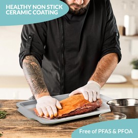 Premium Nonstick Ceramic Jelly Roll Pan, 15 x 10 Inches - PTFE & PFOA Free Baking Pan Perfect for Every Kitchen - Multipurpose Cookie Sheet for Baking, Roasting, and More