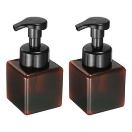 uxcell 2PCS Square Empty Foam Pump Bottle, 250ml Travel Foam Soap Dispenser Empty Refillable Plastic Pump Bottle for Lash Shampoo, Hand Soap, Facial Lotion(9.4" Clear Brown)