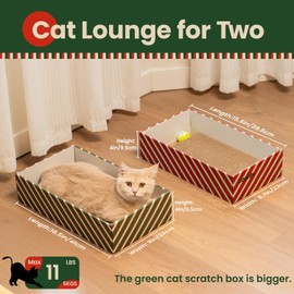 Conlun Cat Scratcher Box with 4 Scratching Pads&2 Separate Cardboard Boxes,2-in-1 Cardboard Cat Scratch for Multiple Kitten Interactive Play,Candy Canes(Ball & Fish Catnip Toy Included)