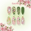 Easter Press on Nails Medium Almond SWEKKE Green Fake Nails