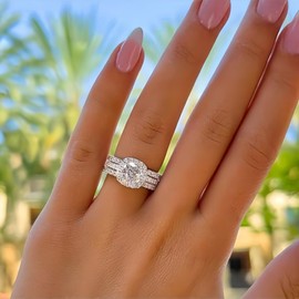 HUASAI Engagement Rings for Women Moissanite Wedding Promise Rings for Her Stackable Design Elegant Jewelry Gift