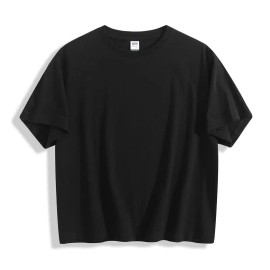 High Quality Women Crop Top T Shirts White 100% Cotton Workout Athletic Oversize Women Fashion Crop TopsSize: L, Color: Black