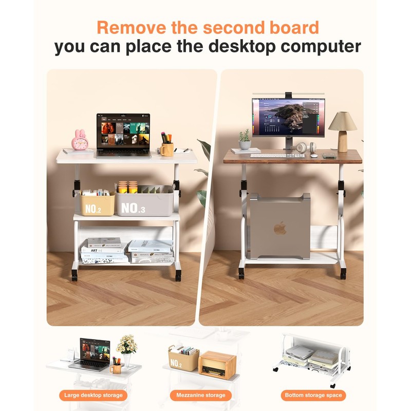 QZMDSM Portable Desk with Wheels Small Standing Desk on Wheels
