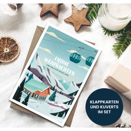 20 x Christmas Cards & Envelopes I Motif: Winter Hut I Premium Folding Cards B6 I Private & Business