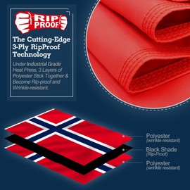 Anley Rip-Proof Double Sided 3-Ply Norway Flag 3x5 Foot - Vivid Color, Canvas Header and Wrinkle Resistant - The Strongest, Longest Lasting Norwegian Nordmann National Flags 3 X 5 Ft