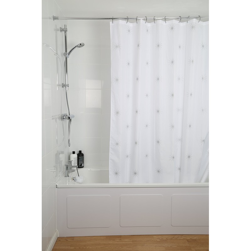 Croydex Stellar Water-Resistant Textile Shower Curtain, 1800 x 1800mm