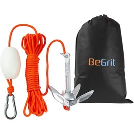 BeGrit Kayak Anchor 1.5 lb Small Boat Anchor Kit Folding Grapnel Anchor Carbon Steel for Canoe Jet Ski SUP & Paddle Board with 32.8 ft Anchor Tow Rope Carrying Bag