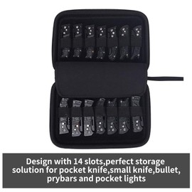 HERSENT Pocket Knife Display Case,Knife Storage Organizer,14 Slots Folding Knife Storage Case,Small Knife Collection Carrier Bag for Survival Tactical Outdoor EDC Mini Knife