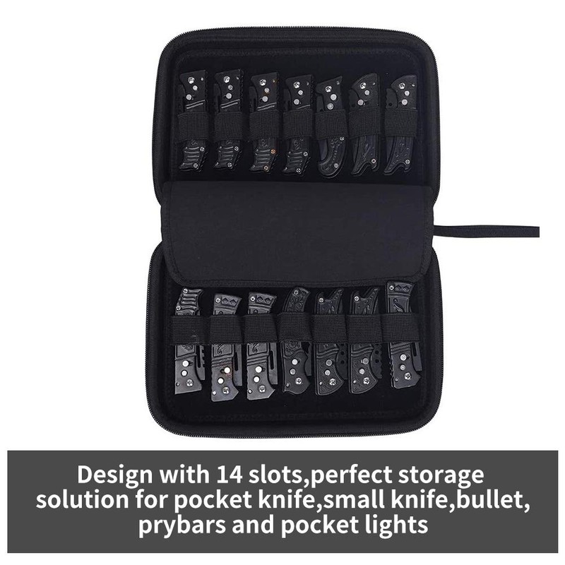 HERSENT Pocket Knife Display Case,Knife Storage Organizer,14 Slots Folding Knife