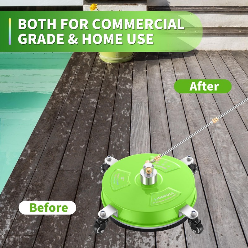 LidoDola 14'' Pressure Washer Surface Cleaner Green, Power Washer Accessory
