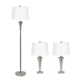 Elegant Designs LC1020-BSN 3 Pack Lamp Set, Brushed Nickel