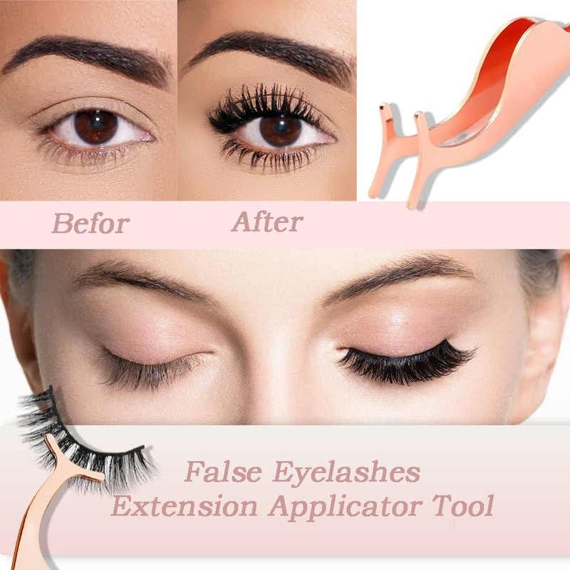 DAZISEN False Eyelashes Applicator Tool/Remover Tweezer - Professional Stainless Steel