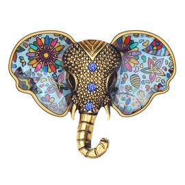 YINYA - Broches de elefante de aleación de zinc esmaltada, diseño de animales de la selva, tronco de diamantes de imitación, regalos divertidos para mujeres, niños, niñas, regalos de fiesta, Mediano,