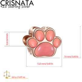 I Love My Pet Theme Charm Rose Gold Plated Enamel 925 Sterling Silver Dog Paw Print Cube Beads, Fits European Animal Charm Bracelet, Gifts for Mum/Daughter/Son/Grandmother, Sterling Silver Sterling