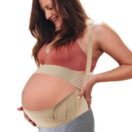 GLIDESMOOTH Pregnancy Belly Band, Shoulder Strap Belly Support Brace, Pregnancy Support Belt, Lightweight Abdominal Binder, for Abdomen, Flesh Color, Large, 1 Set