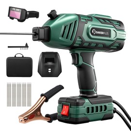 Sakerplus Portable Welding Machine-110V Handheld ARC Welder with 5-Level Current Adjustment, IGBT Inverter Technology, Helmet, Safety Goggles & Carrying Case Included(Green, 25pc Wire Rods)