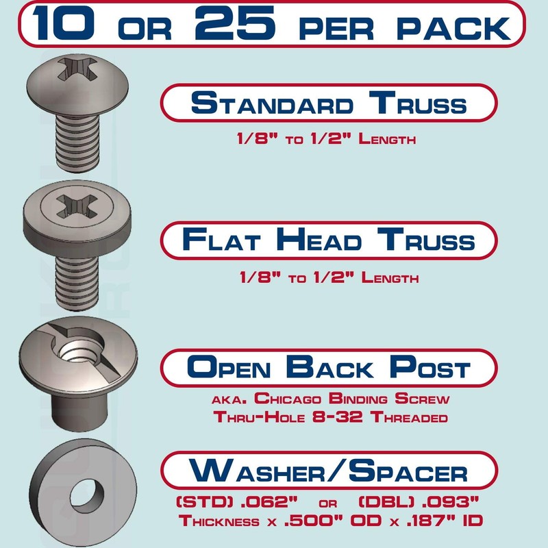 Black Chicago Screw - Thru Hole Binding Post Kit 1/8,