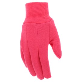 MUD Basic Jersey Cotton Kid's Helper Gloves, Extreme Comfort, Elastic Knit Wrist, Hand Protection, Ages 5-8 Yrs., Pink (MD60001W-K)