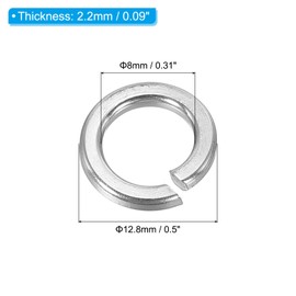 PATIKIL M8 Split Lock Washer, 25 Pack 8mm ID 12.8mm OD 304 Stainless Steel Spring Lock Washer Elastic Gasket for Screws Bolts, Silver Tone