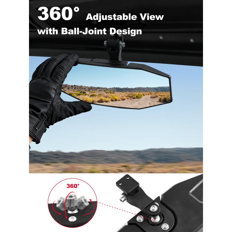 ZIDIYORUO UTV Rear View Mirror Compatible with Polaris Ranger Accessories