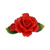 Capodimonte 6"" Inch Italian Handmade Ceramic Red Rose with Leaves,