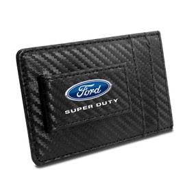 Ford Super-Duty Black Carbon Fiber Leather Wallet RFID Block Card Case Money Clip