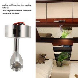 RV Reading Light, 3 Color Dimming USB C Mini Lamp with Touch Switch, Rotatable Warm Light Lamp for RV Bedrooms Car Headboards Yacht Cabins (Silver)