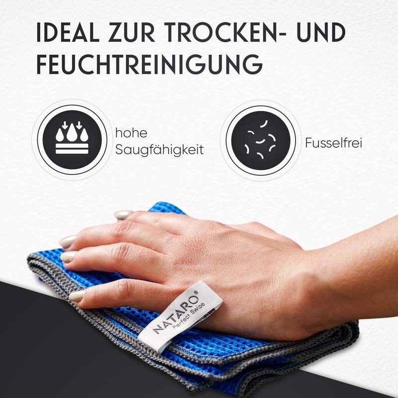 NATARO® Perfect Swipe Premium Microfibre Cloths, Streak-Free Cleaning, Cleaning Cloths