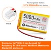 YELUFT 2pcs 3.7V 5000mAh Lithium Polymer Rechargeable Battery with Integrated