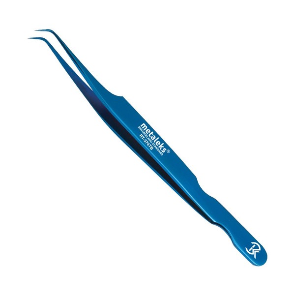 Professional Blue Tweezers for Eyelash Extension Hand Crafted Japanese Stainless Steel Precision Tweezers (90° Angular Tip.)