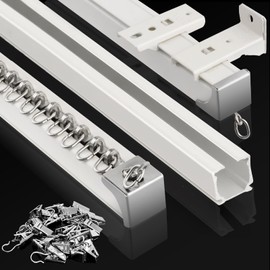 KOLAKO Ceiling Curtain Track, (3Ft-9Ft) Aluminum Curtain Track Wall Mount Heavy Duty Curtain Rail System, Room Divider, Sliding Drop Ceiling Track for Curtains, Rv