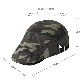 Mens Camo Flat Cap Summer Beret Cap Breathable Cabbie Flat Cap Cotton Newsboy Hat Comfortable Peaked Cap Adjustable Driving Hunting Sun Hat for Outdoor Biking, Tennis, Golfing, Camping, Fishing