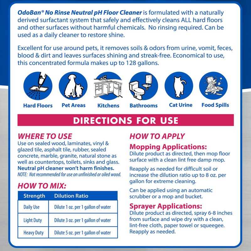 OdoBan Pet Solutions No Rinse Neutral pH Floor Cleaner Concentrate,