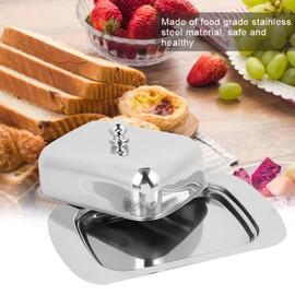 Butter Dish with Lid, Stainless Steel Butter Keeper Butter Tray for Countertop, 13 x 10 x 4cm
