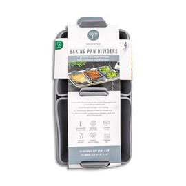 CORE HOME Square and Rectangle Baking Sheet Pan Dividers Silicone Gray 4 Piece Set