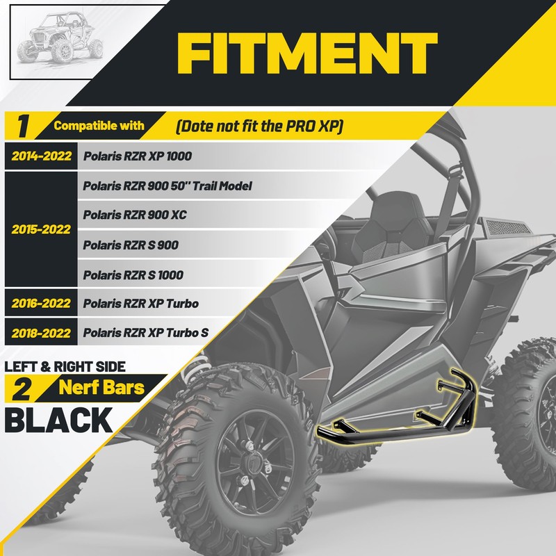 TEBEDI Nerf Bars Rock Sliders Compatible with 2014-2022 Polaris RZR