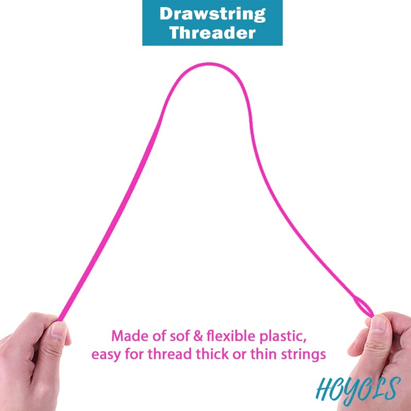 HOYOLS Drawstring Threader, Flexible Plastic Nylon Needle for Quick &