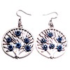 Tree of Life Evil Eye Dangle Earrings, 40mm, Antique Silver,