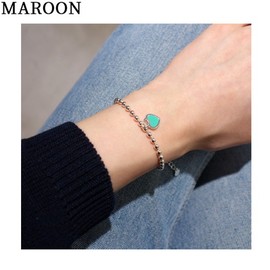 MAROON Silver925 Mint Heart Ball Bracelet 1ea