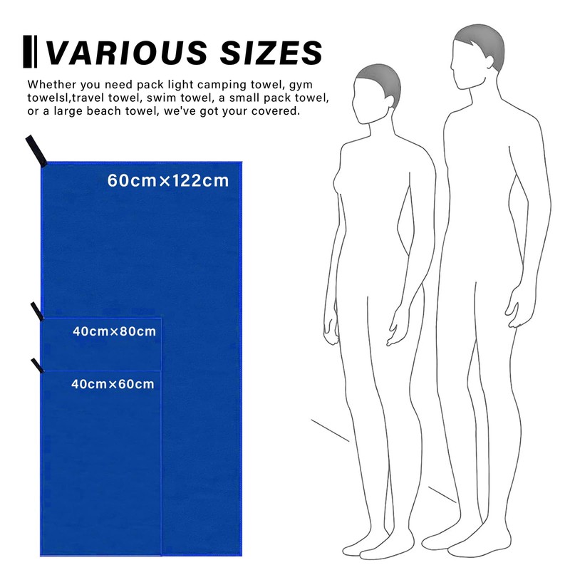 hjwanyin Microfibre Travel Towel - Quick Dry, Ultra Soft, Lightweight,