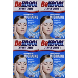 Be Koool Cooling Relief for Migraine, Soft Gel Sheets, 4 Sheets (Pack of 4)