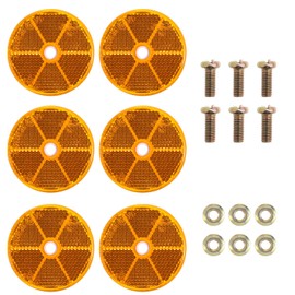 JIYIN Pack of 6 round reflectors, diameter 60 mm, round reflectors for screwing, cat's eyes trailer, E-mark with screws, trailer reflector, safety reflector for cars, trailers, trucks