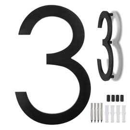 SKLK-SEL 12 Inch Floating House Numbers, Metal Letter, Black Door Number, Mailbox Numbers and Letters, Metal House Address and Numbers for Outside Signs 3 (Aluminum Alloy)