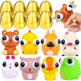8 Pack Jumbo Surprise Golden Easter Egg Filled with Eye-pop Fidget Toys, Large Easter Eggs with Toys Inside Easter Basket Stuffers Fillers Easter Egg Hunts Party Favor for Kids Boys Girls Toddler Teen