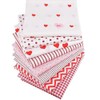 CraftsFabrics 8pcs/lot 40cmx50cm Red White Love Hearts Striped Gingham Valentine's